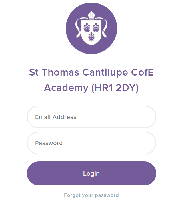 Screenshot of log in screen for parents evening booking